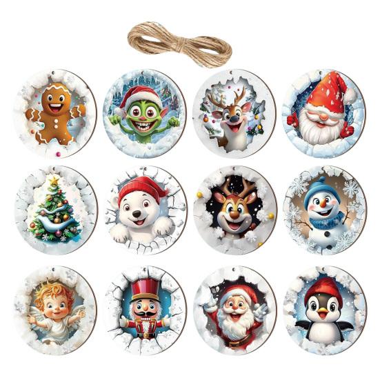 Рождественские деревянные украшения Милый снеговик Санта Олень Пингвин Украшение для рождественской елки