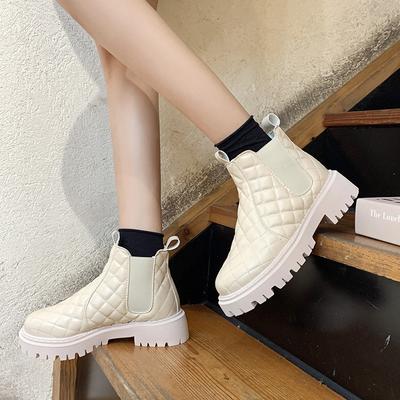 Обувь Женские Ботинки Нескользящие Ботинки Женские Поднятые Теплые с Бархатной Короткой Сеткой Бежевый Черный