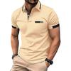 Men'S Casual Polo Shirt Chest False Pocket Lapel Button Business T-Shirt Top Men'S