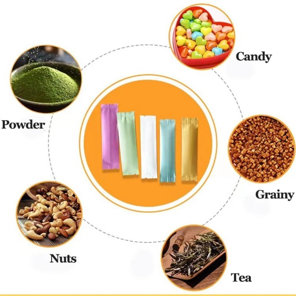100pcs Rectangular Open Top Aluminum Foil Bag Disposable Long Strip Tea Bag Trial Storage Pouches Fruit Dried Honey