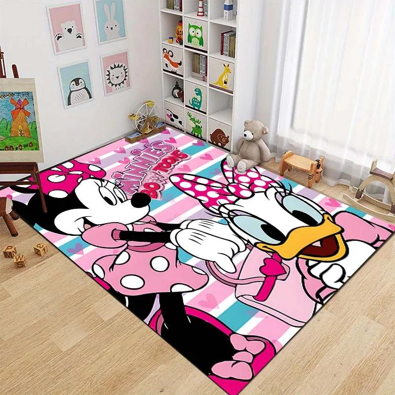 3D Minnie Mouse Daisy Duck Cartoon Themed Carpet Bedroom Living Room Sofa Rug Children's Room Large Area Decor Mat Potdemiel