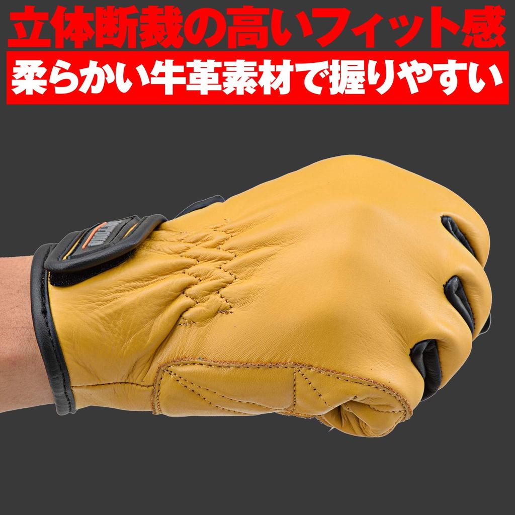 Daytona Motorcycle Gloves Genuine Leather Compatible with Smartphones Cow Leather Standard Gloves Yellow M Size 17748 Spring/Summer/Autumn/Winter