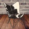 Home Decor Genuine Goat Leather Butterfly Arm Chair with Black/Brown White