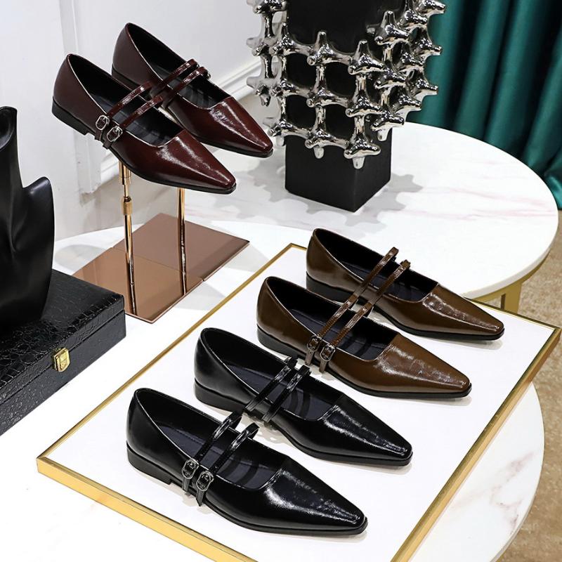 Fashion Hot Selling 2025 New Pointed Toe Women Mary Jane Shoes Fashion Shallow Buckle Shoes Ladies Casaul Dress Low Heel Leather Shoes