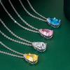 Fashion New 925 Silver Drop Pendant Necklace Exquisite Colorful Pear Shape Necklace Female All -Match Romantic Jewelry Gift