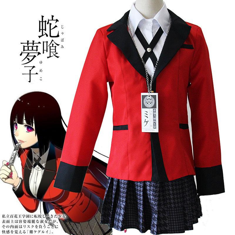Аниме Kakegurui Jabami Yumeko Косплей Костюм Хэллоуин Саяка Игрок японская школьница JK Униформа Хэллоуин Cos