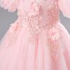 Детское модное однотонное платье принцессы с круглым вырезом среднего размера для девочек, пышное сетчатое платье