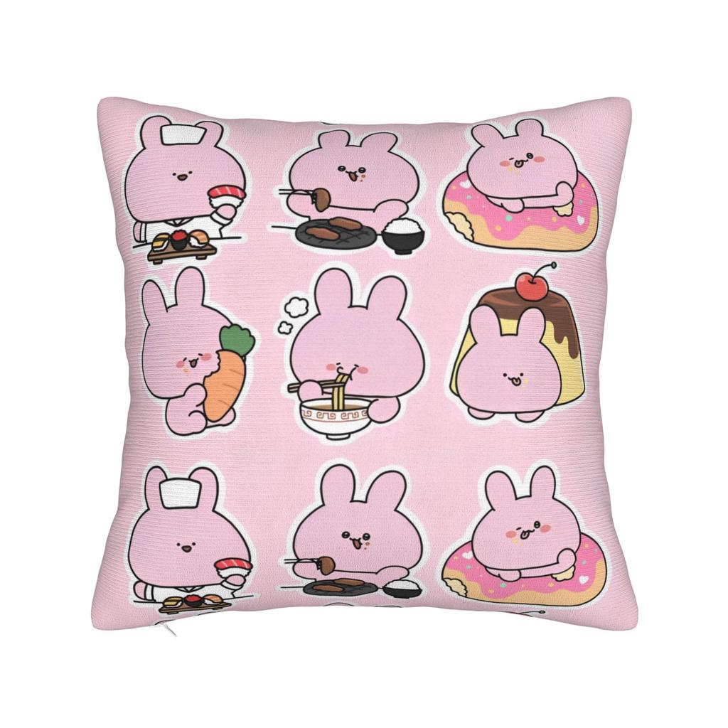 Rabbit Asamimichaan Cute Asamimi Square Pillow Case Polyester Decorative Pillow Fashion Pillowcase