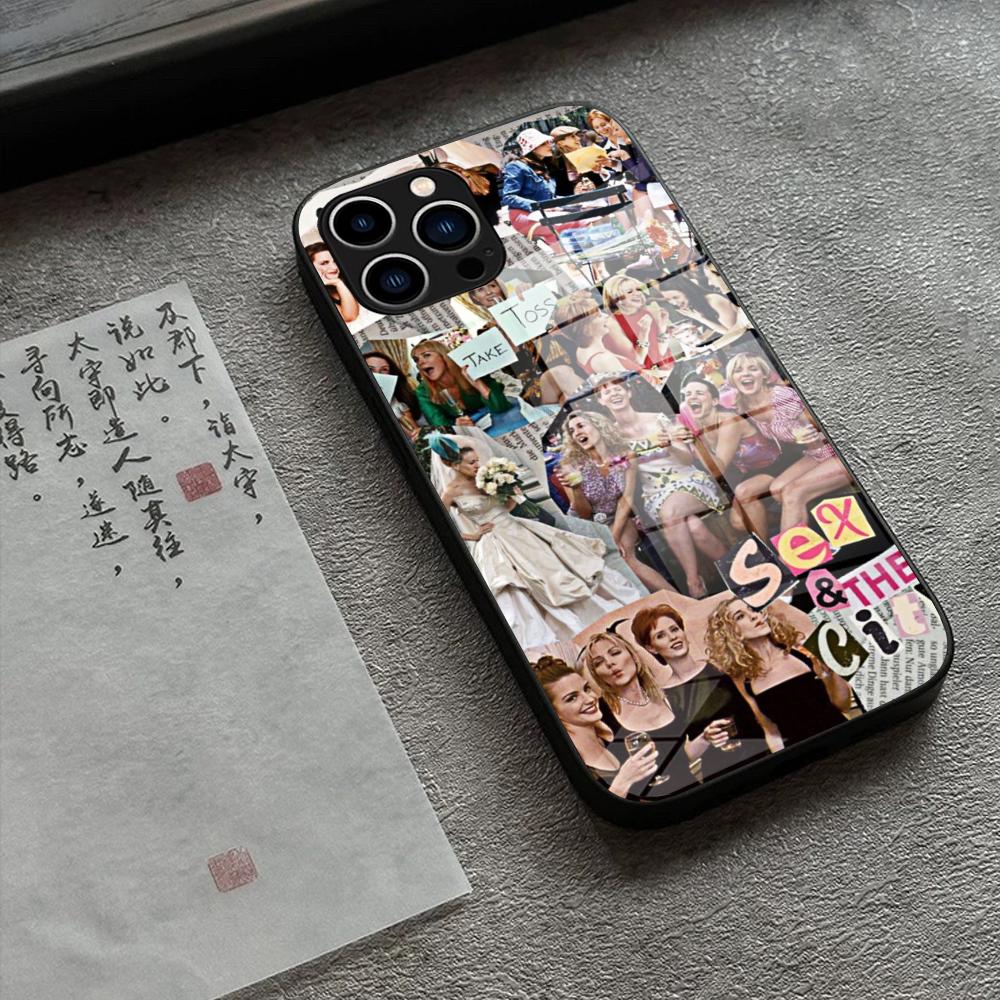 Tv Sex And The City Phone Case Glass For iPhone 17 16 Promax 15 13 Pro 14 Plus 17 Pro 12 mini Galaxy S25 24 23 Black Covers