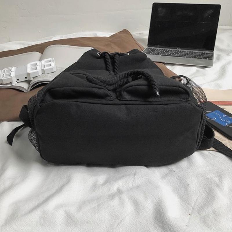 Drawsting Backpacks For Women Casual Canvas Lady Backpacks Light Weight Students Shoulder Bag Large Capacity Travel Rucksack CLE