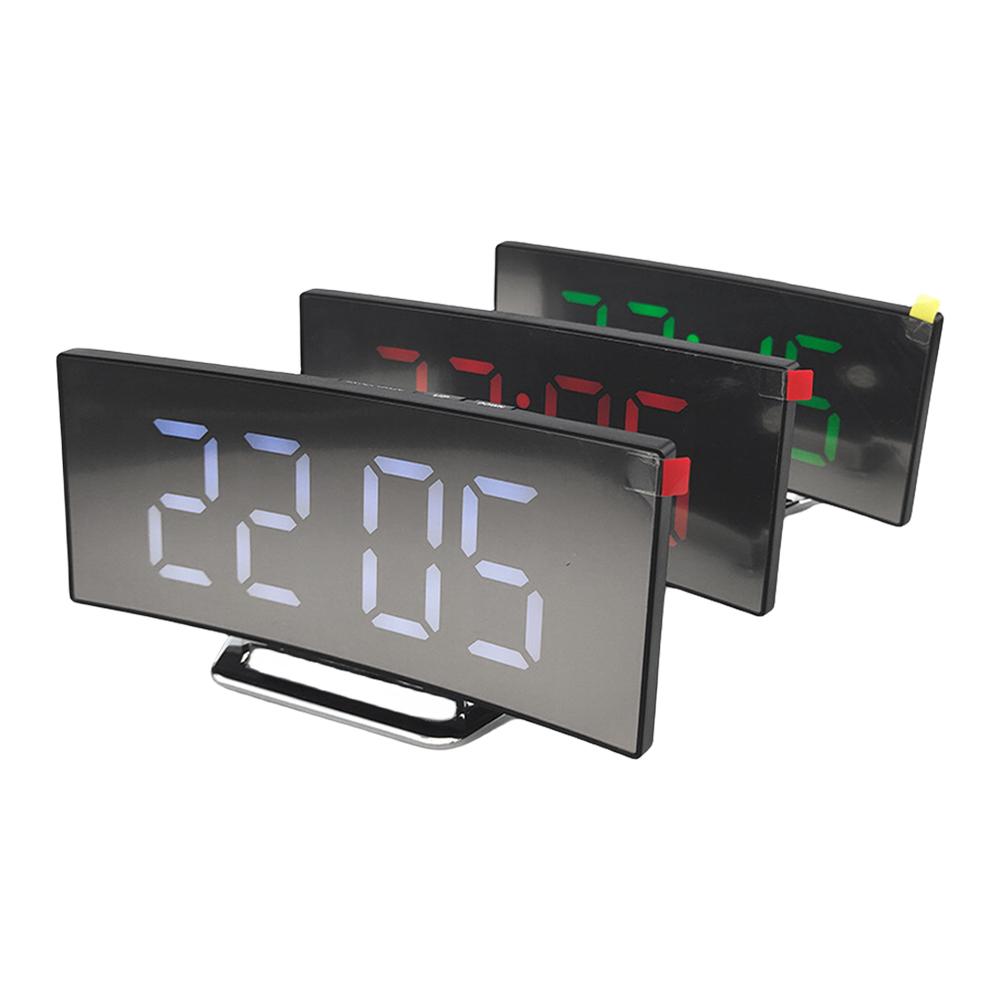 Интеллектуальные изогнутые электронные часы со светодиодным экраном, прямоугольные настольные часы, многофункциональные, 12/24 часа, для гостиной, спальни, общежития