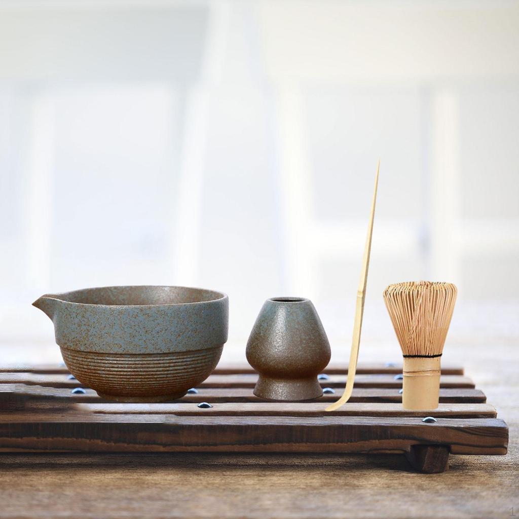 4 шт. Чаша для матча, бамбуковый венчик и держатель, чай для влюбленных, инструменты для церемонии