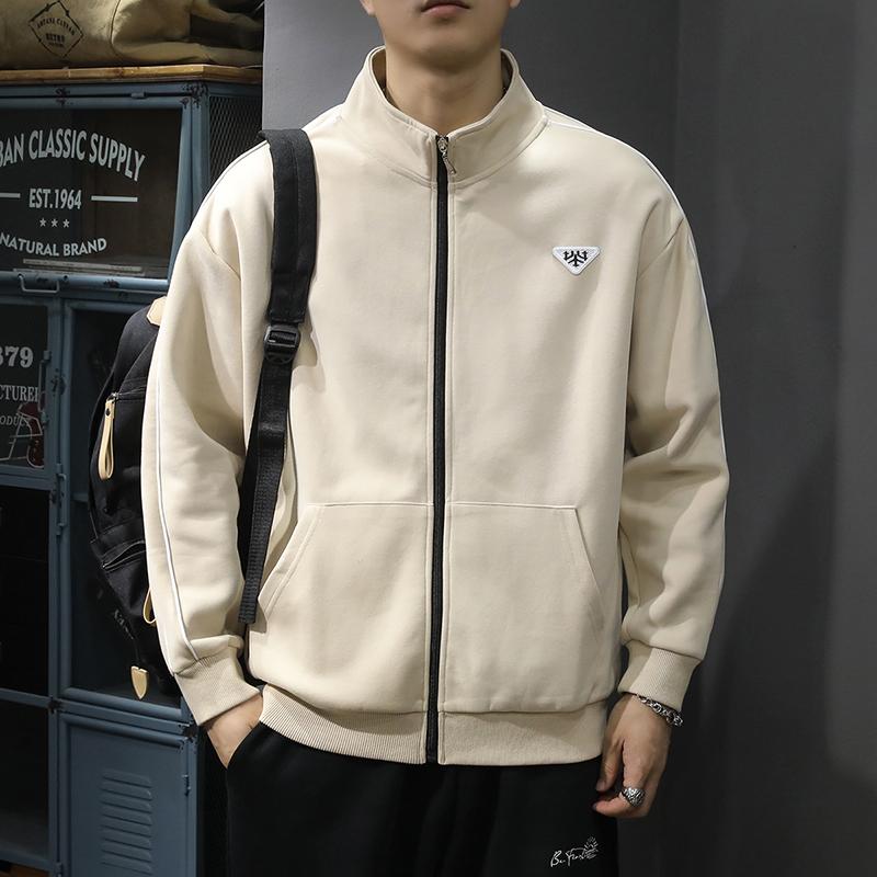 Осенне-зимний модный брендовый спортивный стиль повседневный кардиган на молнии свитер мужской свободный большой размер тяжелая ретро американская куртка с воротником-стойкой