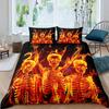 Black Blue Flame Skull Duvet Cover Set Full Size 3D Skeleton Bones Bedding Set Gothic Comforter Cover Horror Skull Quilt Cover