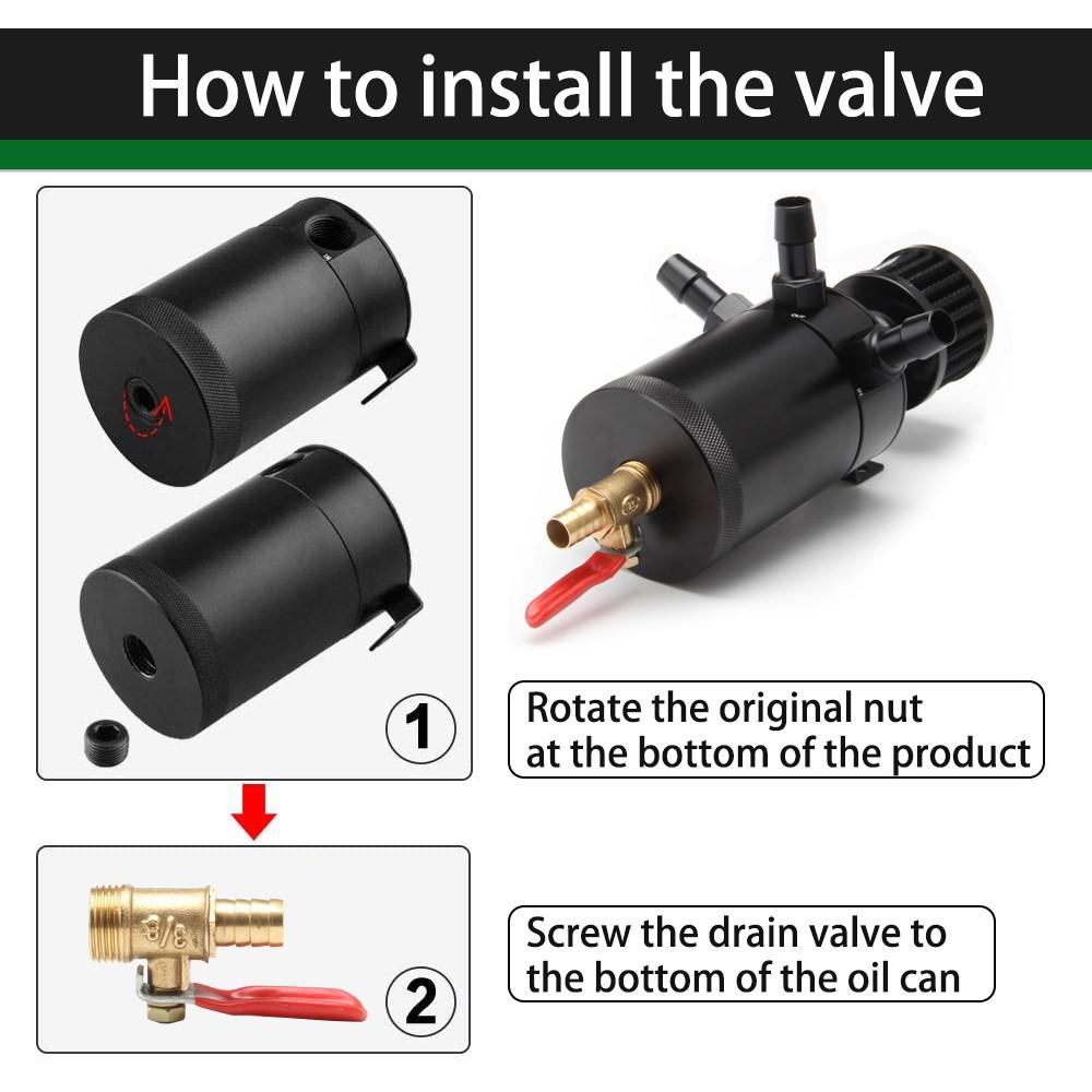 Универсальный автомобильный 3-портовый маслоуловитель, бак-сепаратор, 1 выход, 2 входа, с дыхательным фильтром и комплектом фильтров для слива масла
