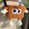 Cute Animal Car Trash Can, 2-Function Hanging Organizer with Tissue Dispenser - Plush Seat Back Storage Bag