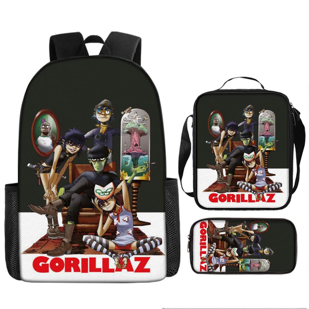 Британская виртуальная группа Gorillaz Детский мультяшный рюкзак - Двойное использование: на плечо/через плечо