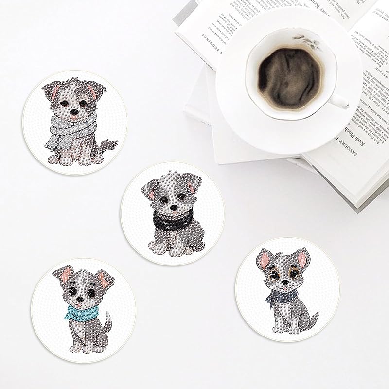 JISHSHAY набор из 4 подставок с бриллиантами для собак, бусины для собак, 5D, набор для рукоделия в виде животных, милый, сделай сам, детский, популярный набор для начинающих, полностью наклеенный, практичный и