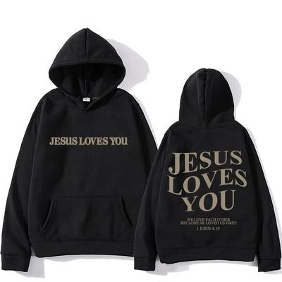 Толстовка Jesus Loves You для осени и зимы, готические худи с капюшоном, одежда с графическим принтом, панк-судадерас, мягкое худи