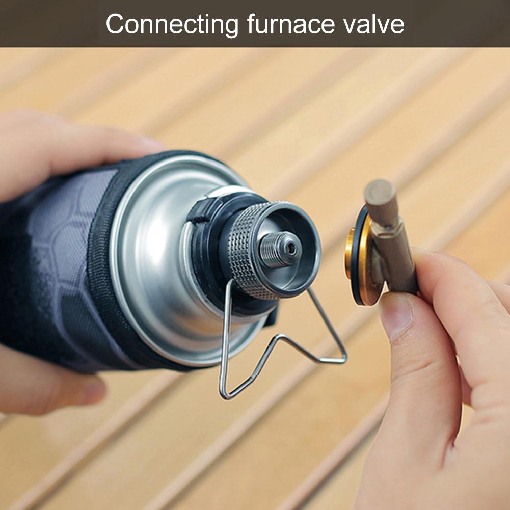 Butane Adapter with Bracket Camping Stove Converter Connector Screw Valve Output Nozzle Bottle Adapter Gas Tank Conversion Head