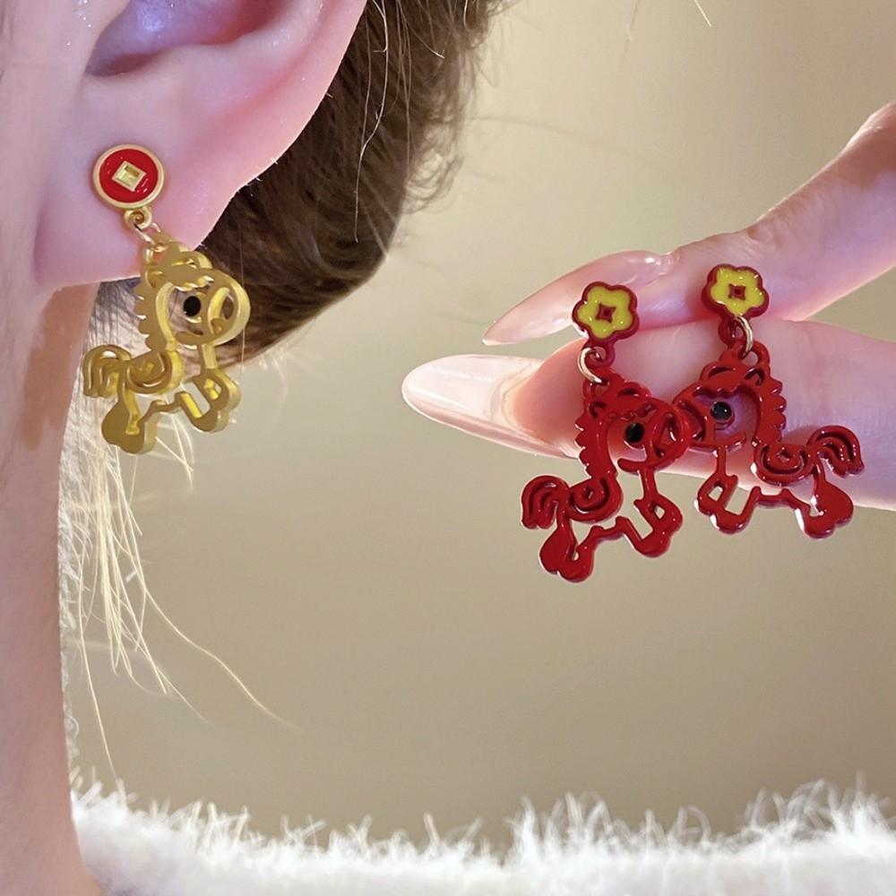 Fashion Jewelry New Year Horse Earrings Horse Mascot Drop Earrings  Year of Horse Gift