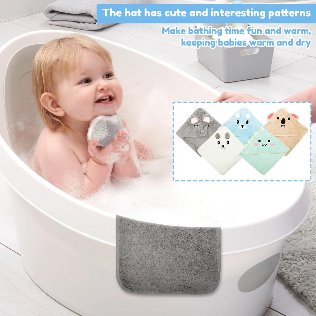 15Pcs Hooded Baby Towel and Washcloth Set Absorbent Coral Fleece Baby Bath Towel for Girl Boy Infant Toddler 0 To 5 Years Old