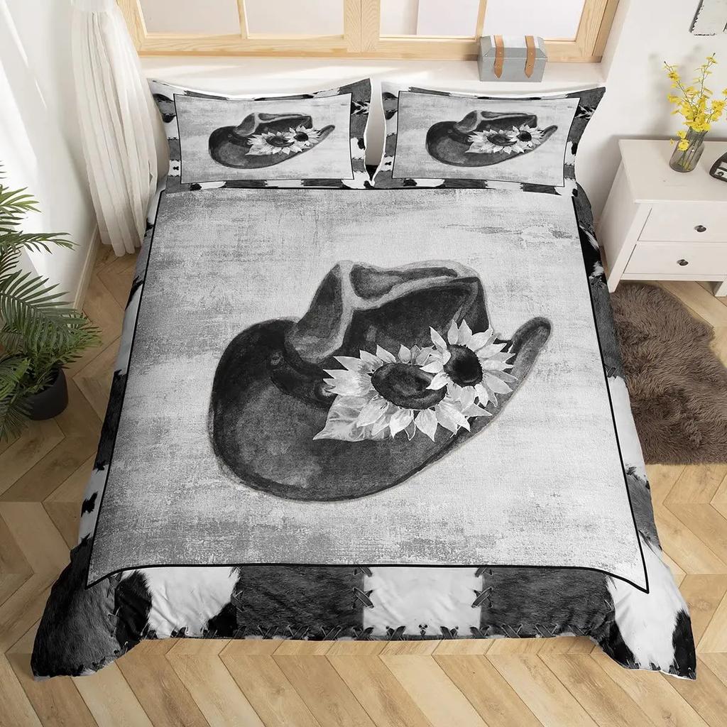 Пододеяльник в стиле вестерн-ковбой, комплект постельного белья Twin King Cowboy Boots Hat Floral Exotic Farmhouse Cowboys Patchwork