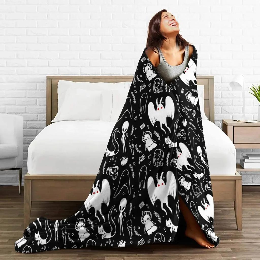 Черное одеяло Cryptids, мягкое теплое фланелевое одеяло, покрывало для кровати, гостиной, пикника, путешествия, домашний диван