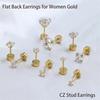 10 Pairs 316L Stainless Steel Earring Set 14K Gold Plated Small Hoop Earrings Flat Back Stud Earrings for Women Men, Gold