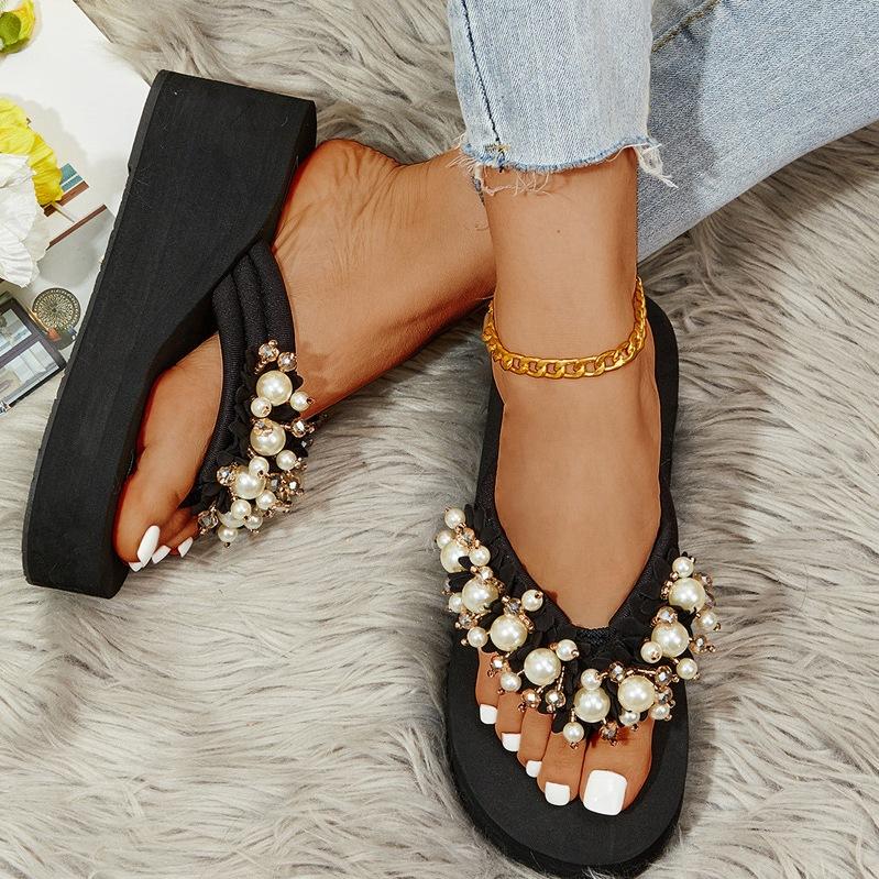 Maogu Platform Wedges Slippers White Crystal Shoe 2024 Новые женские шлепанцы Пляжная обувь Женские летние босоножки на танкетке с платформой 42