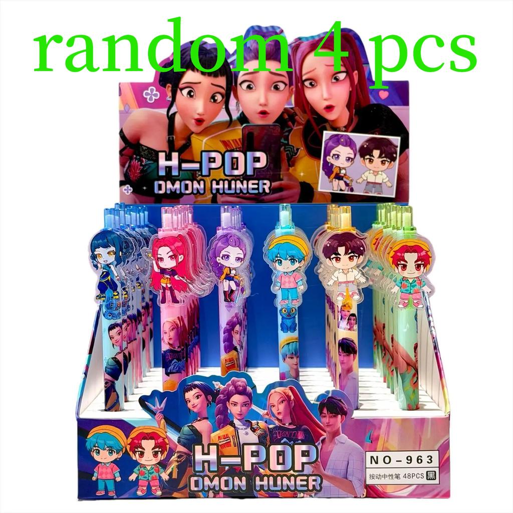 2026 hot Cute K-POP Demon Hunters Press Gel Pens 6PCS 0.5mm Black Acrylic Patch High-Value School Stationery for Students