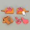 Mini Steak And Knife Set 3Pcs/Set Cutting Board, Tiny Wooden Realistic Miniature Food Display for Doll Mansion Kitchen Butcher Board