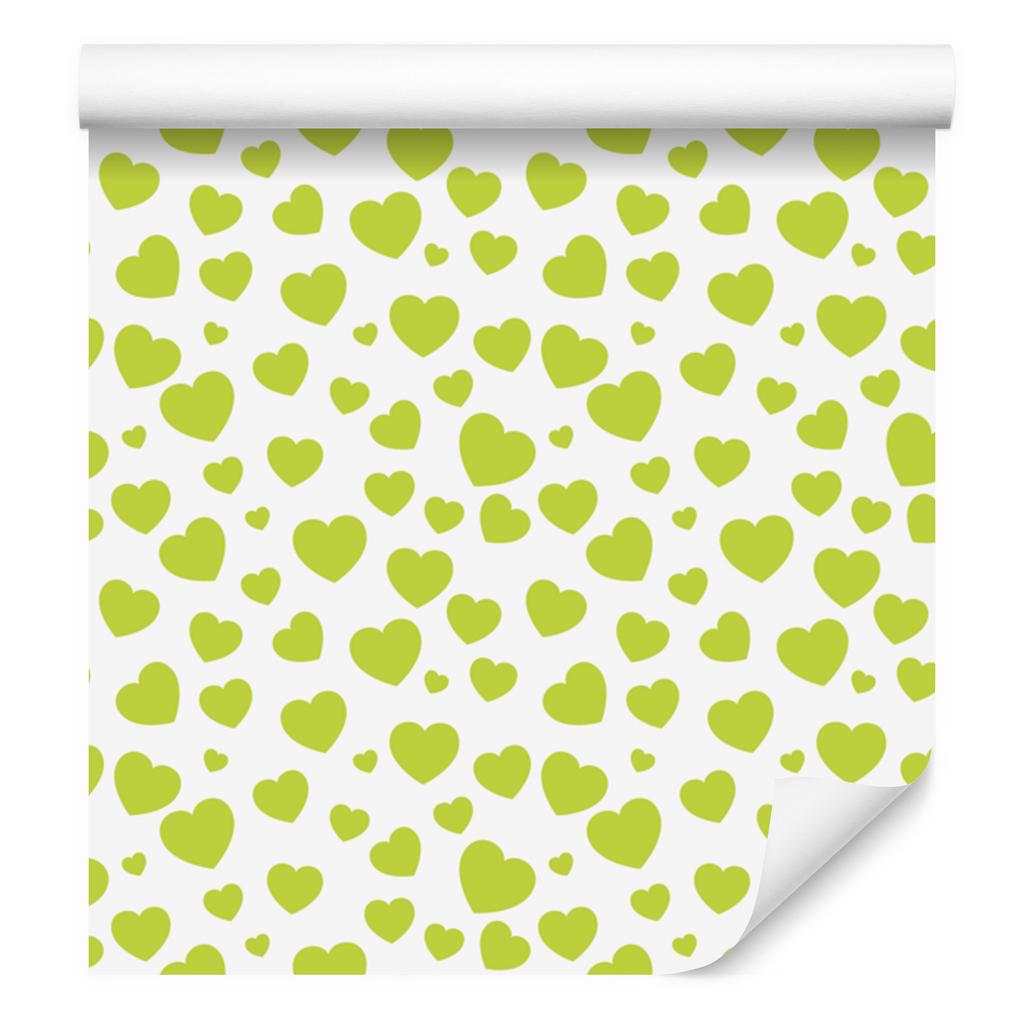 Heart Wallpaper White, Cream and Lime 50x1000