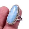 Кольцо из стерлингового серебра 925 пробы ручной работы с натуральным ларимаром, размер 10 R5J16