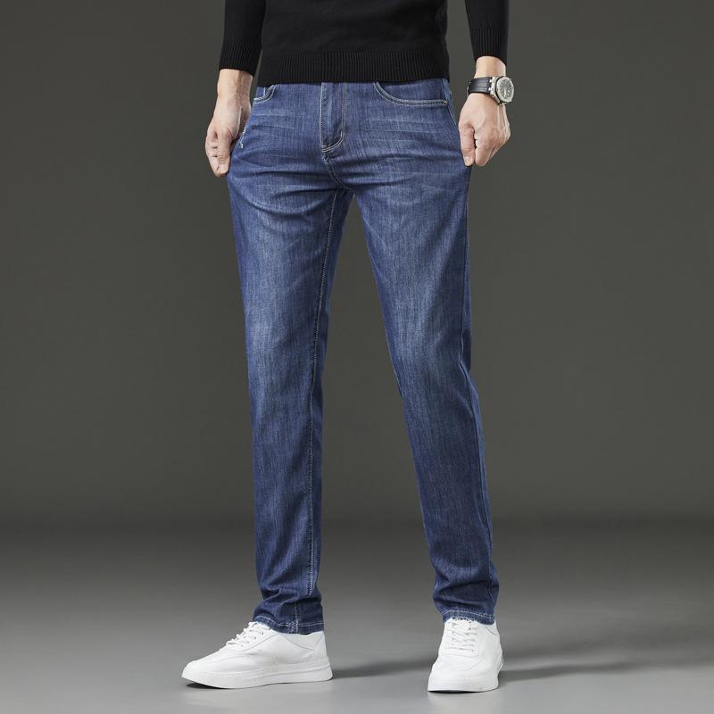 2024 Summer New Jeans Men'S Straight Leg Slim Fit Elastic Casual Pants Youth Men'S Pants