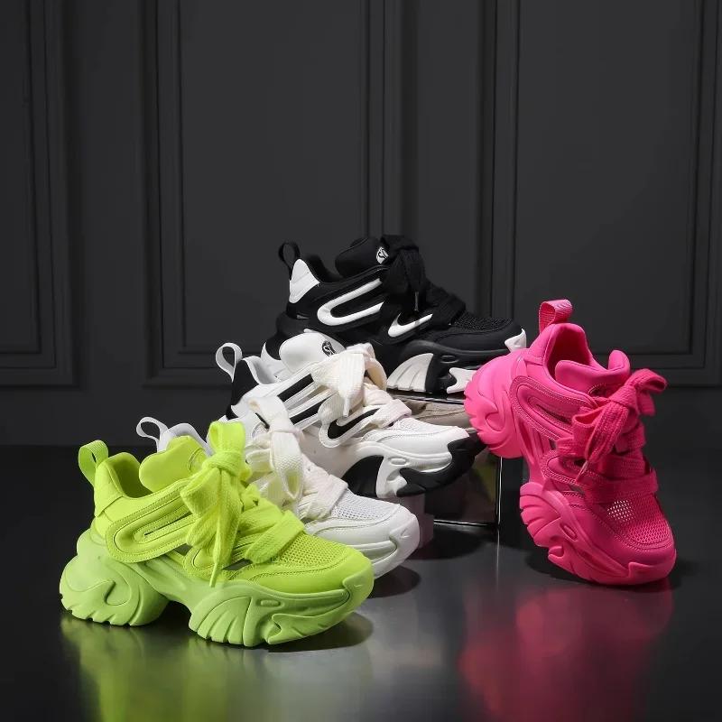 Женская обувь на толстой вулканизированной подошве, дышащая, удобная, на платформе, женская модная, повседневная, спортивная обувь, женская брендовая, дизайнерская, сетчатая обувь