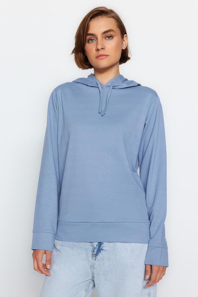 Женская модная стильная толстовка черная, стандартная, стандартная посадка, базовая тонкая вязаная толстовка с капюшоном