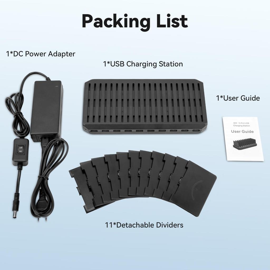 10-слотовое USB-зарядное устройство и настольный органайзер с Type-C для планшетов и телефонов