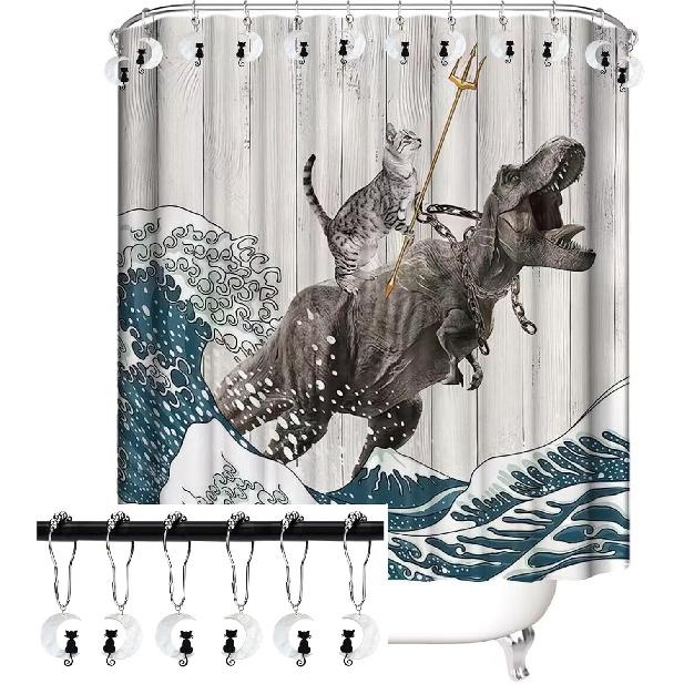 Черные кошки крючки для шторки в ванну с луной, Декор для ванной, 12 шт. Ржавеющие металлические милые смешные кольца для шторки в ванну для Хэллоуина, готической темы