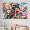 A 1-square-meter graffiti art canvas for off-road motorcycles, intended for wall decoration - vividly depicting