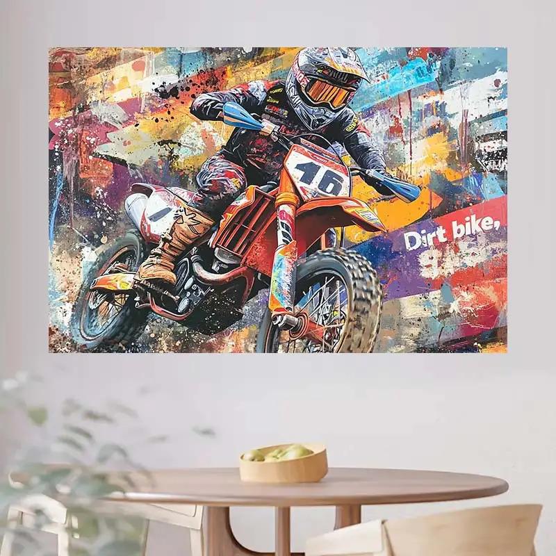 A 1-square-meter graffiti art canvas for off-road motorcycles, intended for wall decoration - vividly depicting