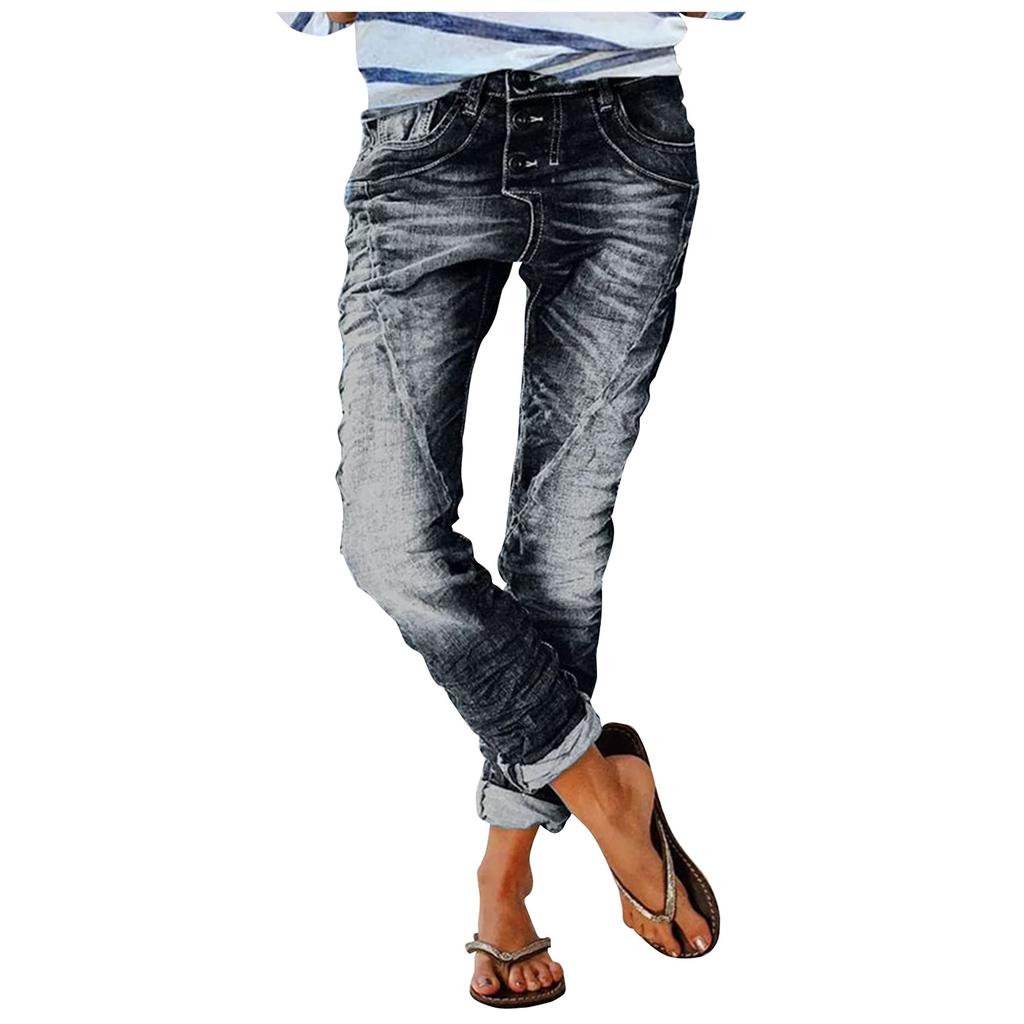 Женские модные универсальные повседневные узкие джинсовые брюки в стиле ретро в стиле ретро