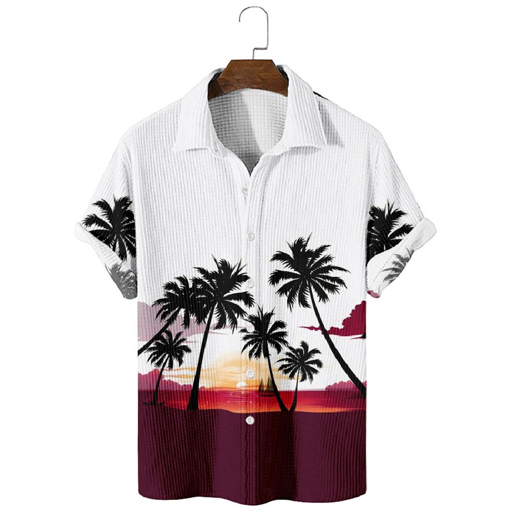 Men's Hawaiian Printed Button Short Sleeve Shirts Men's Casual Fashion Short Sleeve Shirts