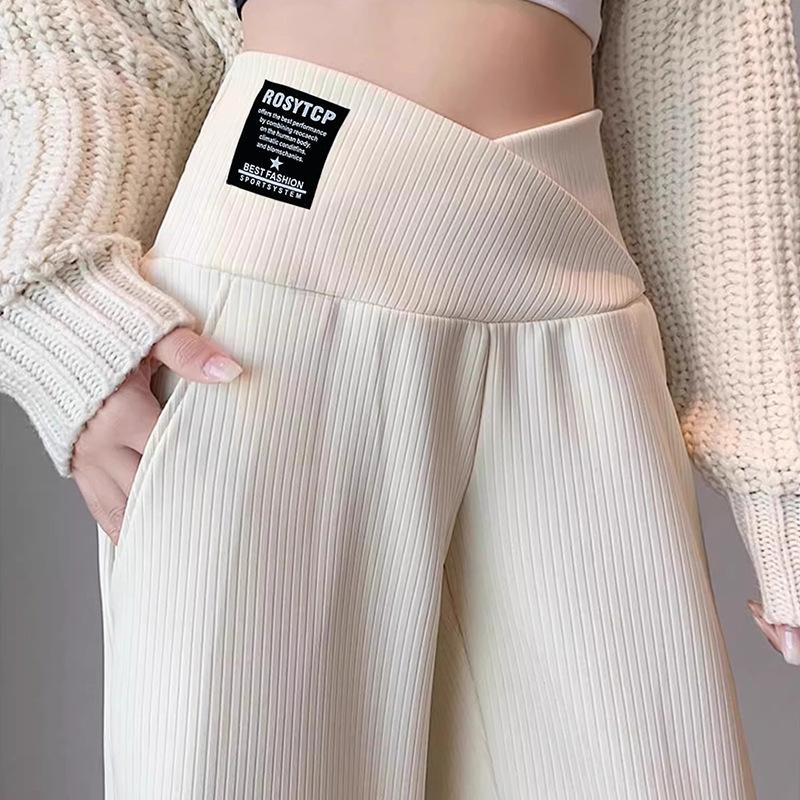 Maternity Wide-leg Pants Autumn and Winter Loose Straight Maternity Pants Winter Thickened Thermal Casual Pants