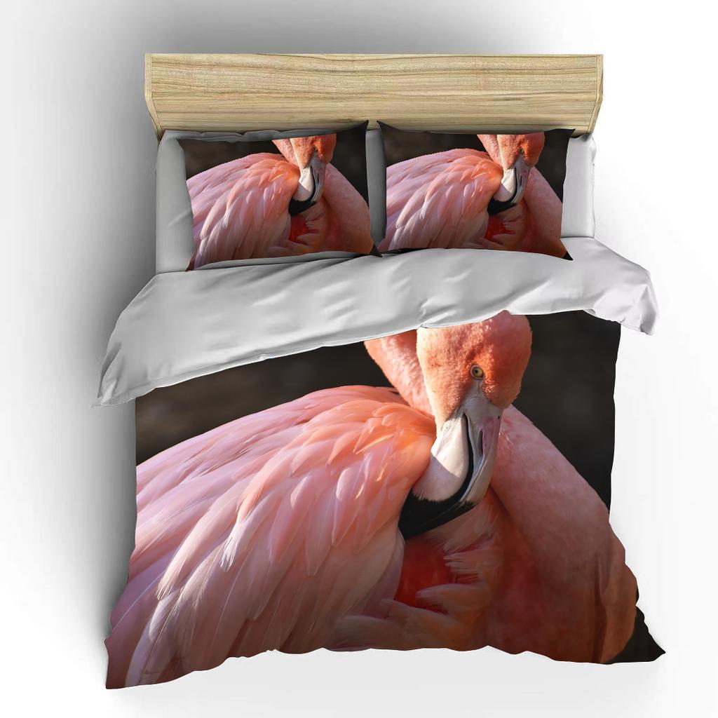 Мультяшный фламинго милый медведь каваи рождественский подарок двуспальный комплект постельного белья из микрофибры или полиэстера с пододеяльником