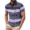 Striped Color Blocking Print - Men's Casual Short Sleeved T-shirt