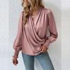 Элегантная женская однотонная рубашка с v-образным вырезом и воздушными рукавами