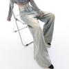 WTEMPO All Season American Retro High Waist Jeans Women Casual Loose Long Wide Leg Denim Pants with Pockets Streetwear