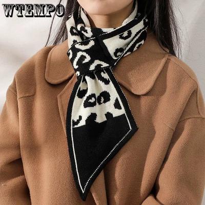 Женский вязаный шерстяной шарф в корейском стиле, весна-осень, короткие клетчатые полоски с крестом, шарфы, зимний шарф на шею, универсальный воротник, шарф, декор на ремне