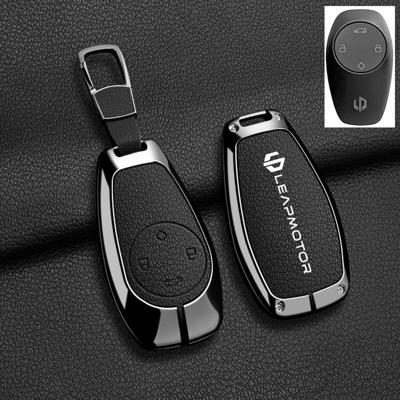 BFM1 Car Remote Key Case Cover For Leapmotor C16 C11 C10 C01 B10 T03 S01 Type Zinc Alloy Leather Protector Auto Keychain Accessories